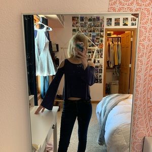 Short off the shoulder long sleeve shirt